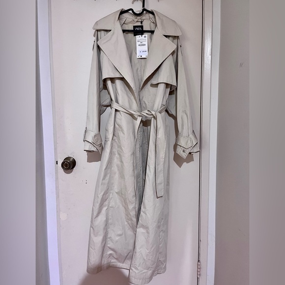 Zara Waxed Cotton Duffel Coat XS Sand 4391/870 Tag Included - Picture 4 of 9